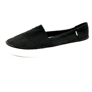 Toms Womens Sneaker Black Canvas Slip On Loafer Elastic Inset Round Toe Flat 12